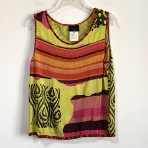 Christian Lacroix Tank XL Colorful Sleeveless Mesh Polyamide Designer Artsy FLAW